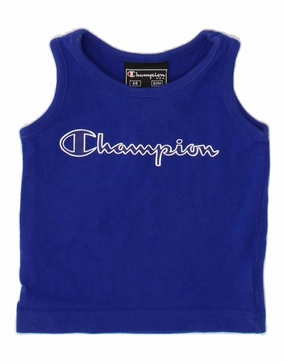 Friends Meetup Anti Static Finish CHAMPION Baby Boys Graphic Vest Top 3-6 Months Blue Cotton
