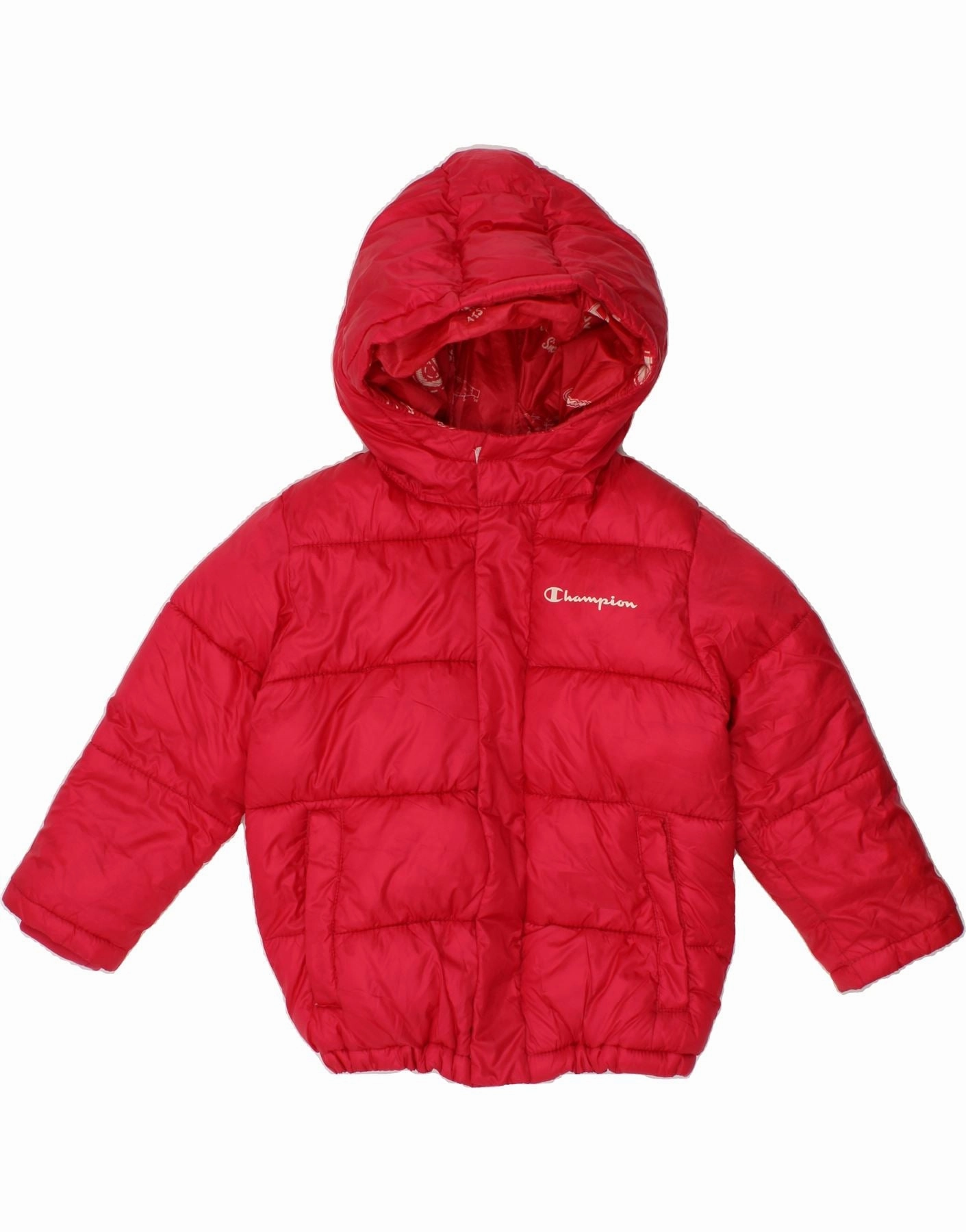 CHAMPION Baby Boys Hooded Padded Jacket 9-12 Months Red Patched Formula