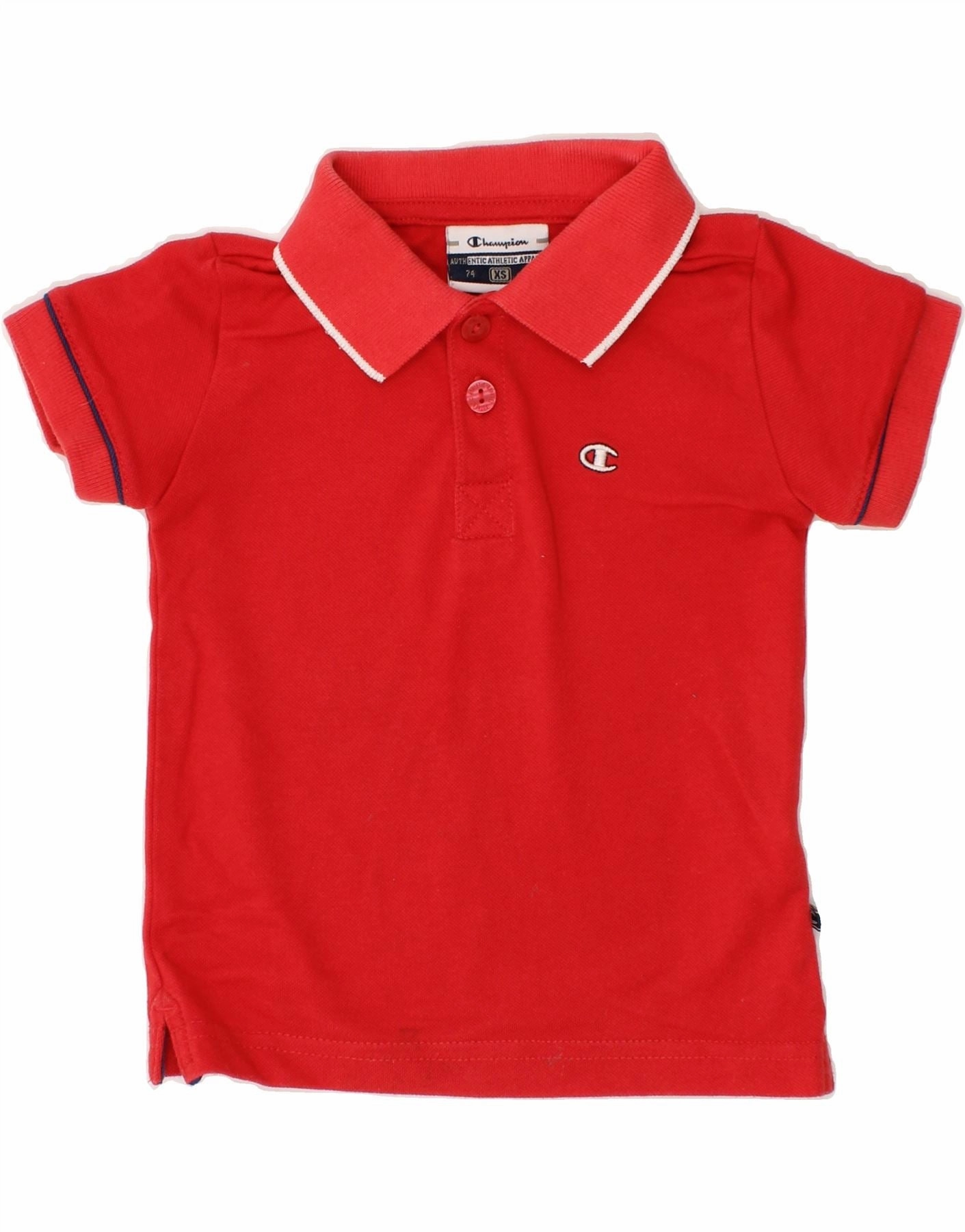 CHAMPION Baby Boys Polo Shirt 6-9 Months XS Red Cotton Contemporary Style Eco Friendly Dye