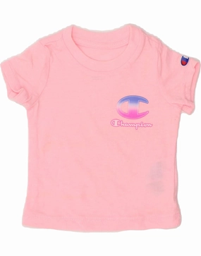 CHAMPION Baby Girls Graphic T-Shirt Top 0-3 Months Pink Cotton Lightweight Construction Anti Pilling Treatment