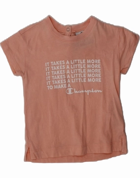 CHAMPION Baby Girls Graphic T-Shirt Top 12-18 Months Medium Pink Cotton Camouflage Print Pocket Detailing