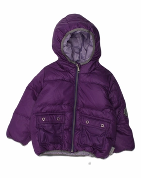 CHAMPION Baby Girls Hooded Padded Coat 12-18 Months Medium Purple Nylon Airy Warmth Hazard