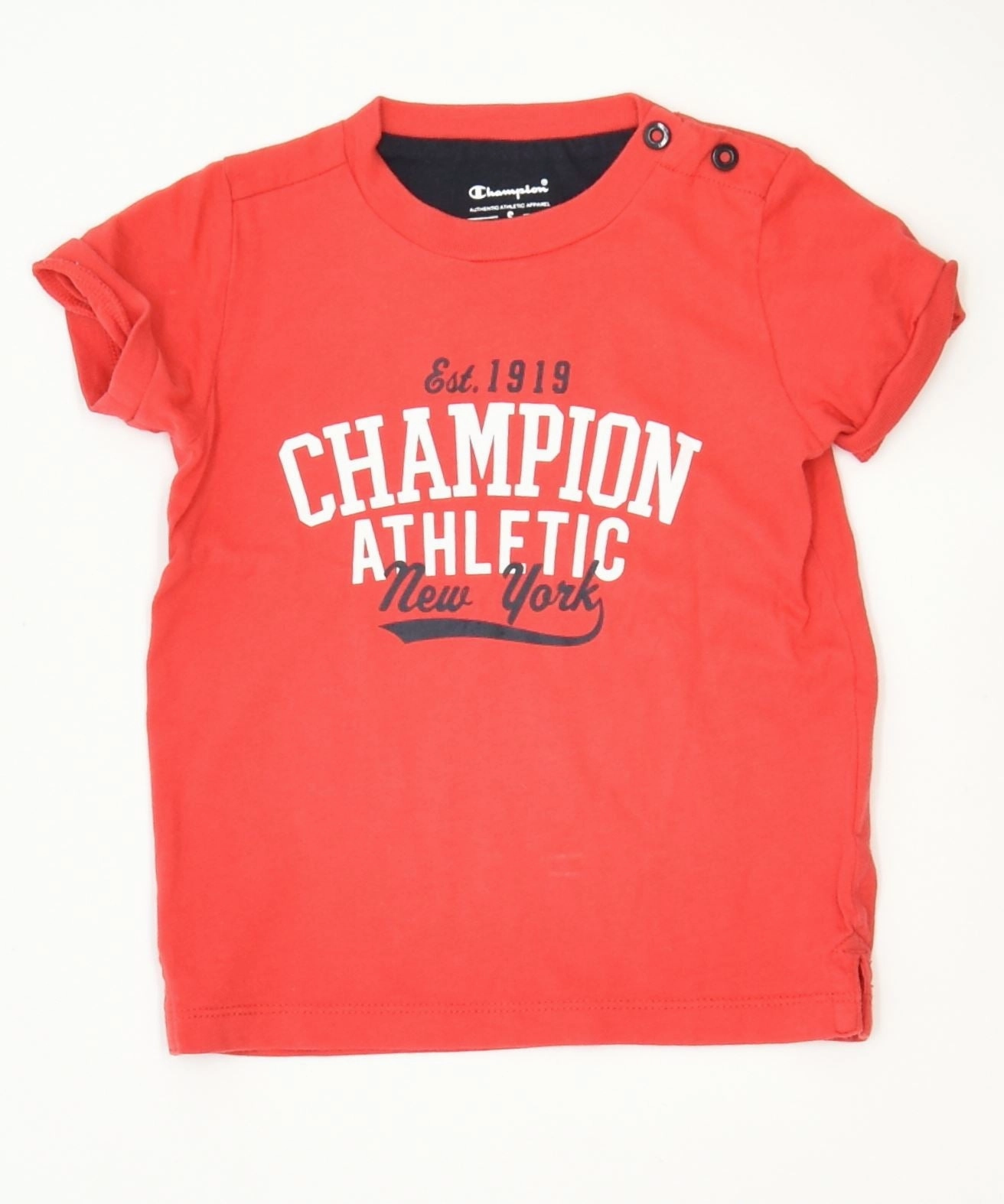 CHAMPION Boys Graphic T-Shirt Top 9-12 Months Red Cotton Versatile Style