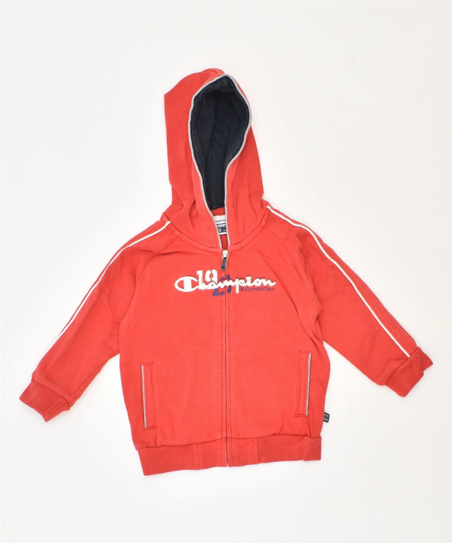 Twisted Cable Pattern AntiSnag Yarn Technology CHAMPION Boys Zip Hoodie Sweater 9-12 Months Small Red