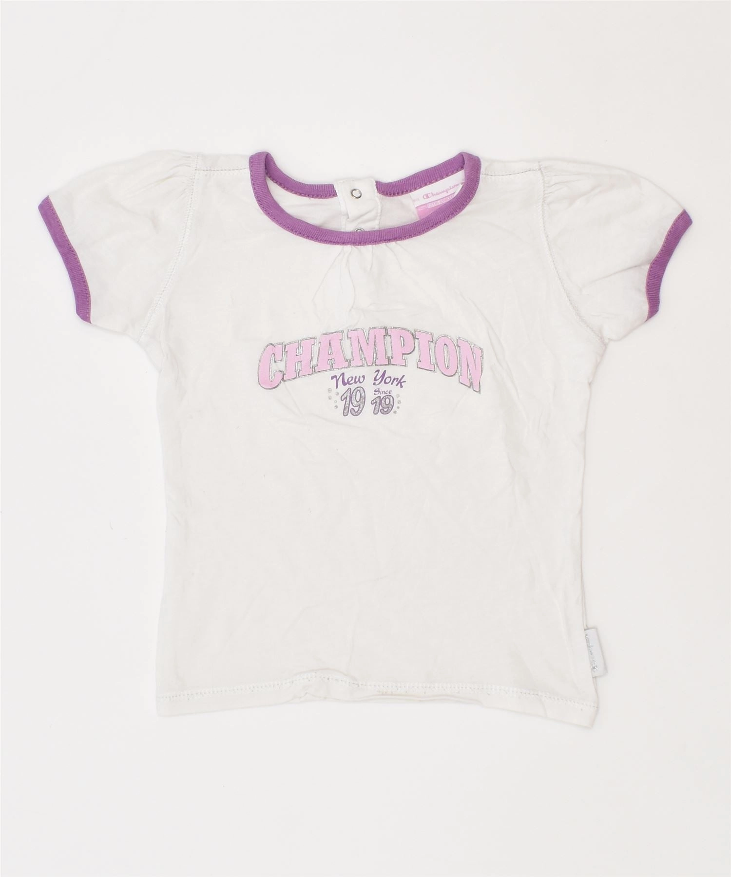 Seasonal Fashion Professional Look CHAMPION Girls Graphic T-Shirt Top 9-12 Months Small White