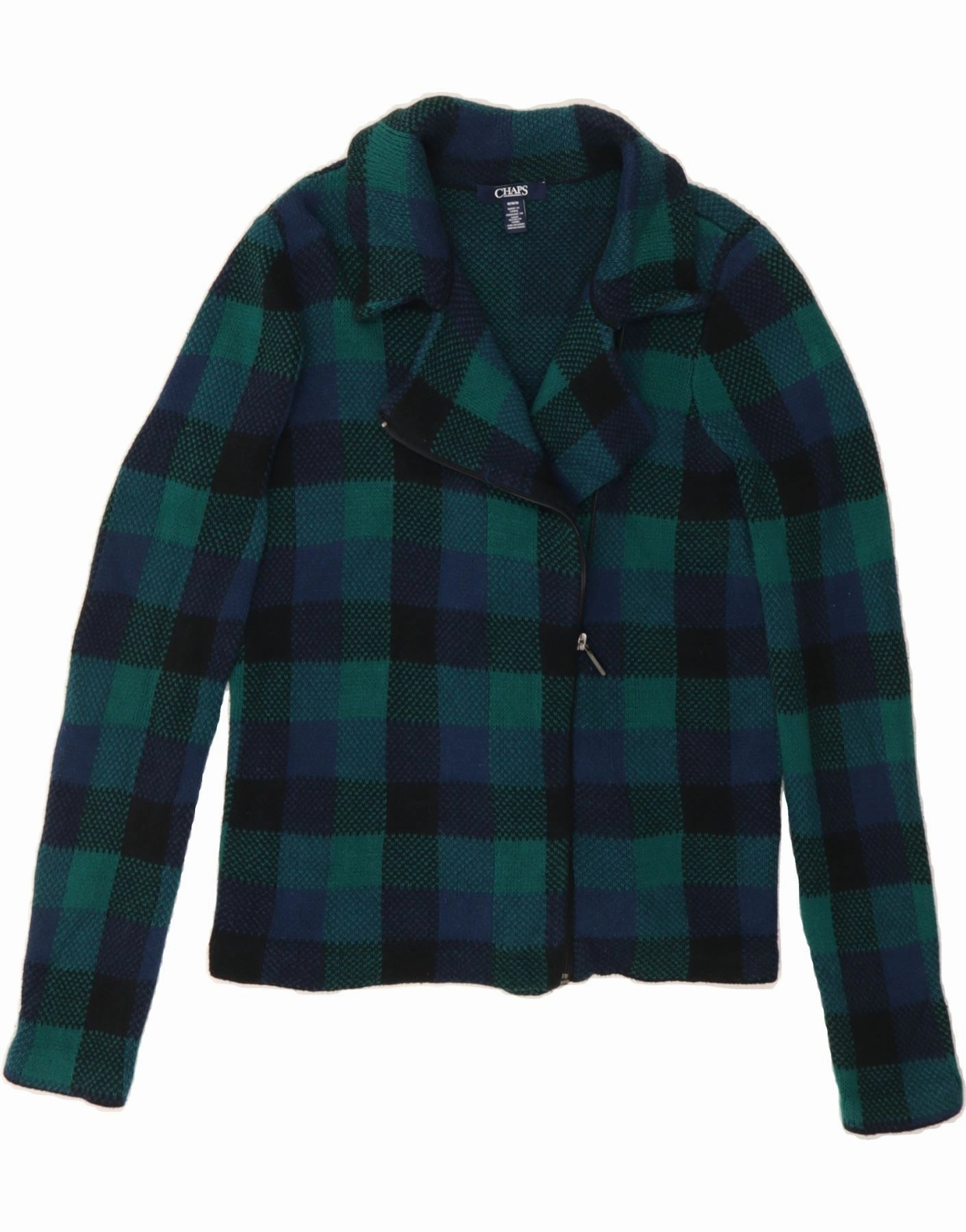 Sleek Look Polished Work Look CHAPS Womens Blazer Jacket UK 14 Medium Green Check Cotton