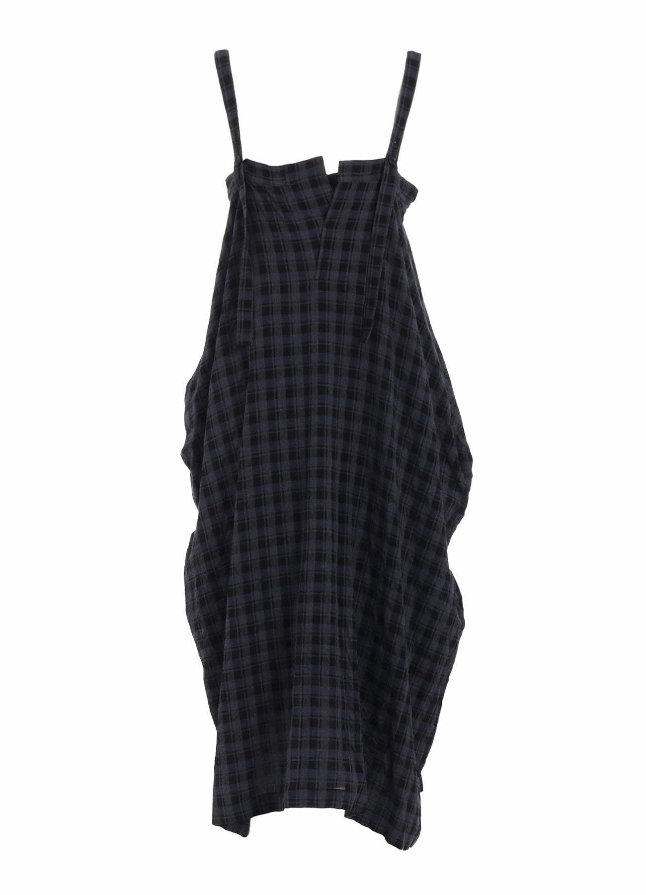 Pure Color Stylish Silhouette COTTON CUPRO MINI PLAID STRAP DRESS