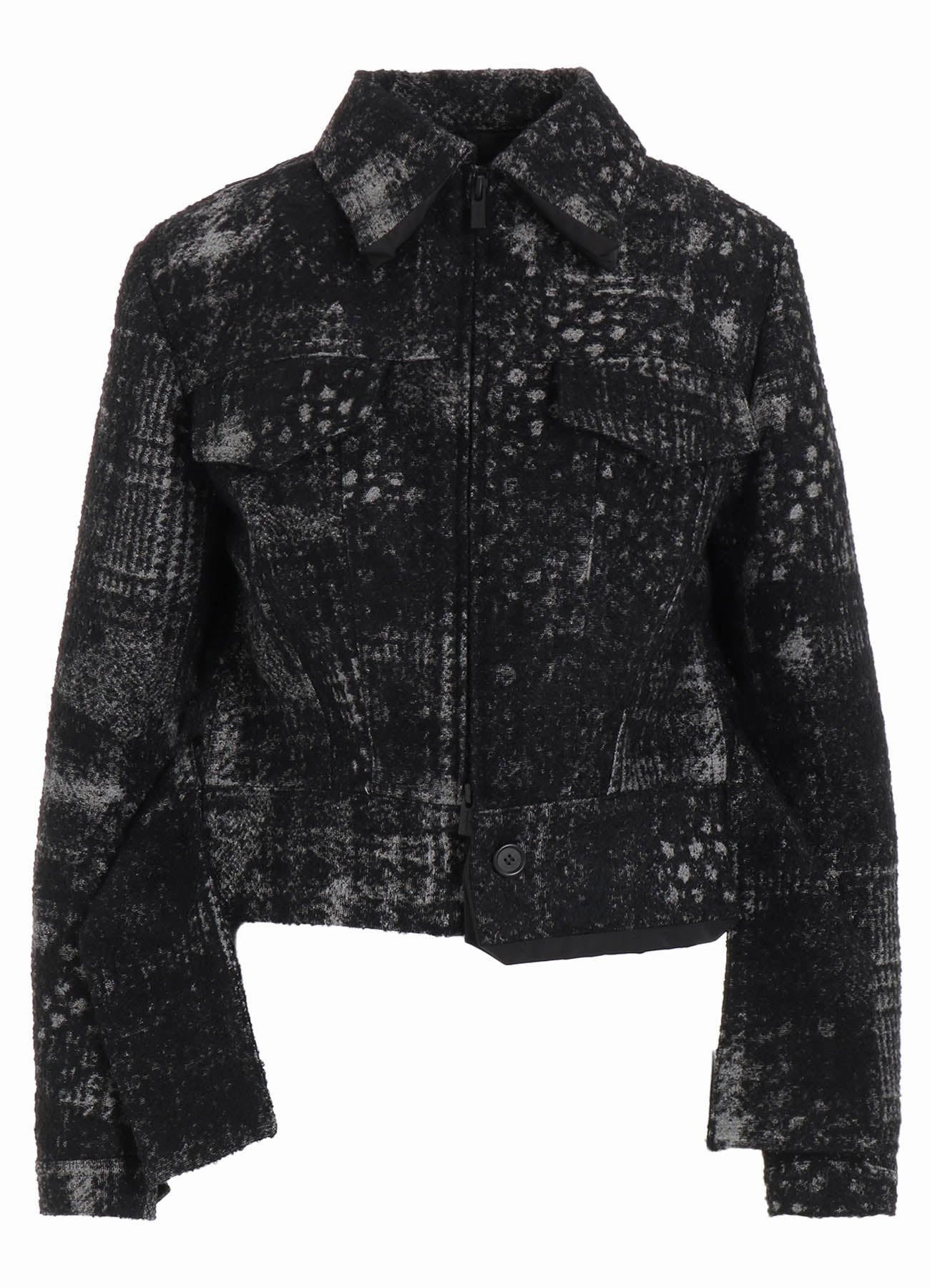 Anti Slip Shoulder Pads CHECK JACQUARD BOX SHORT JACKET