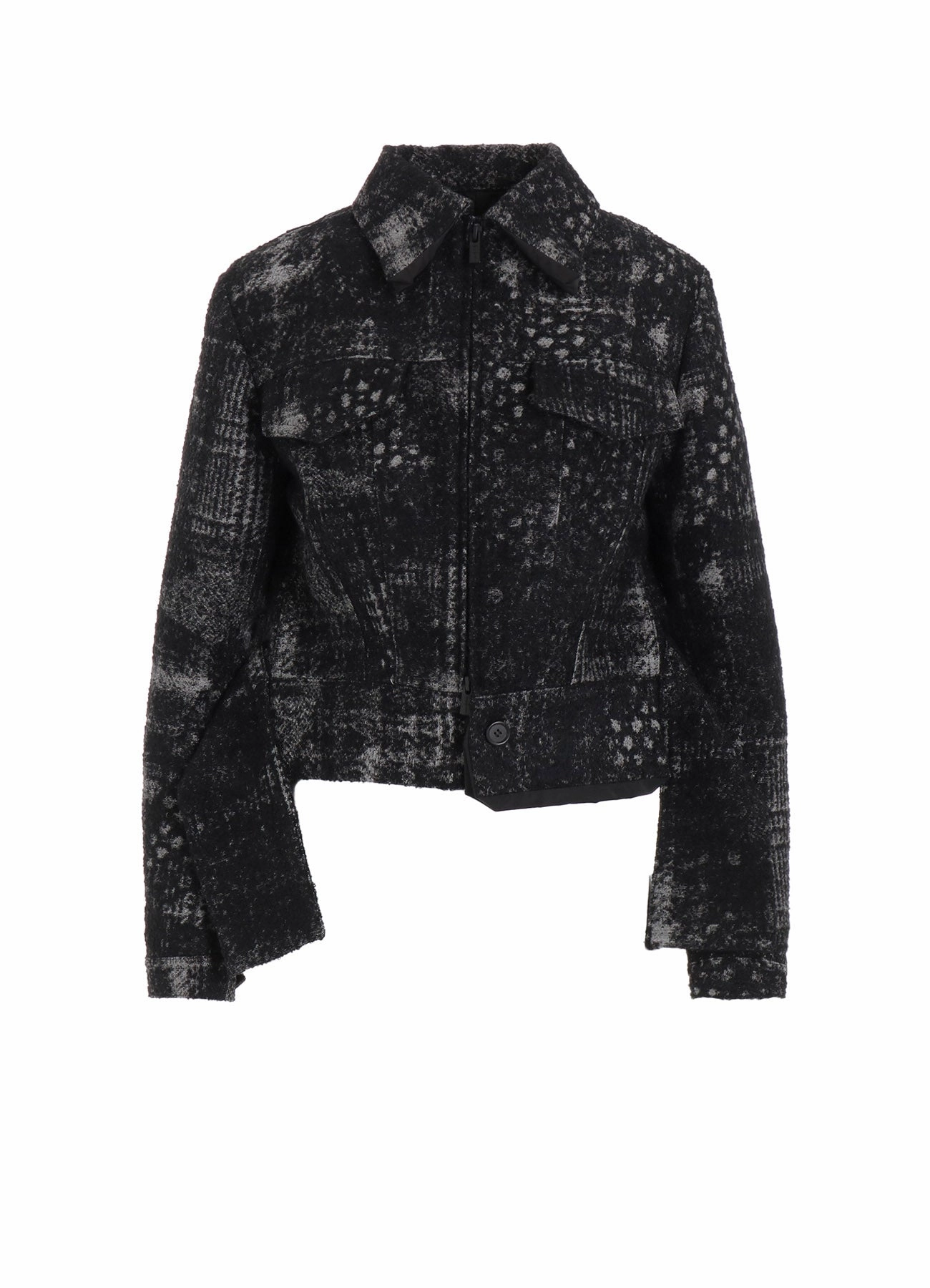 CHECK JACQUARD BOX SHORT JACKET Hood Included gift - giving option