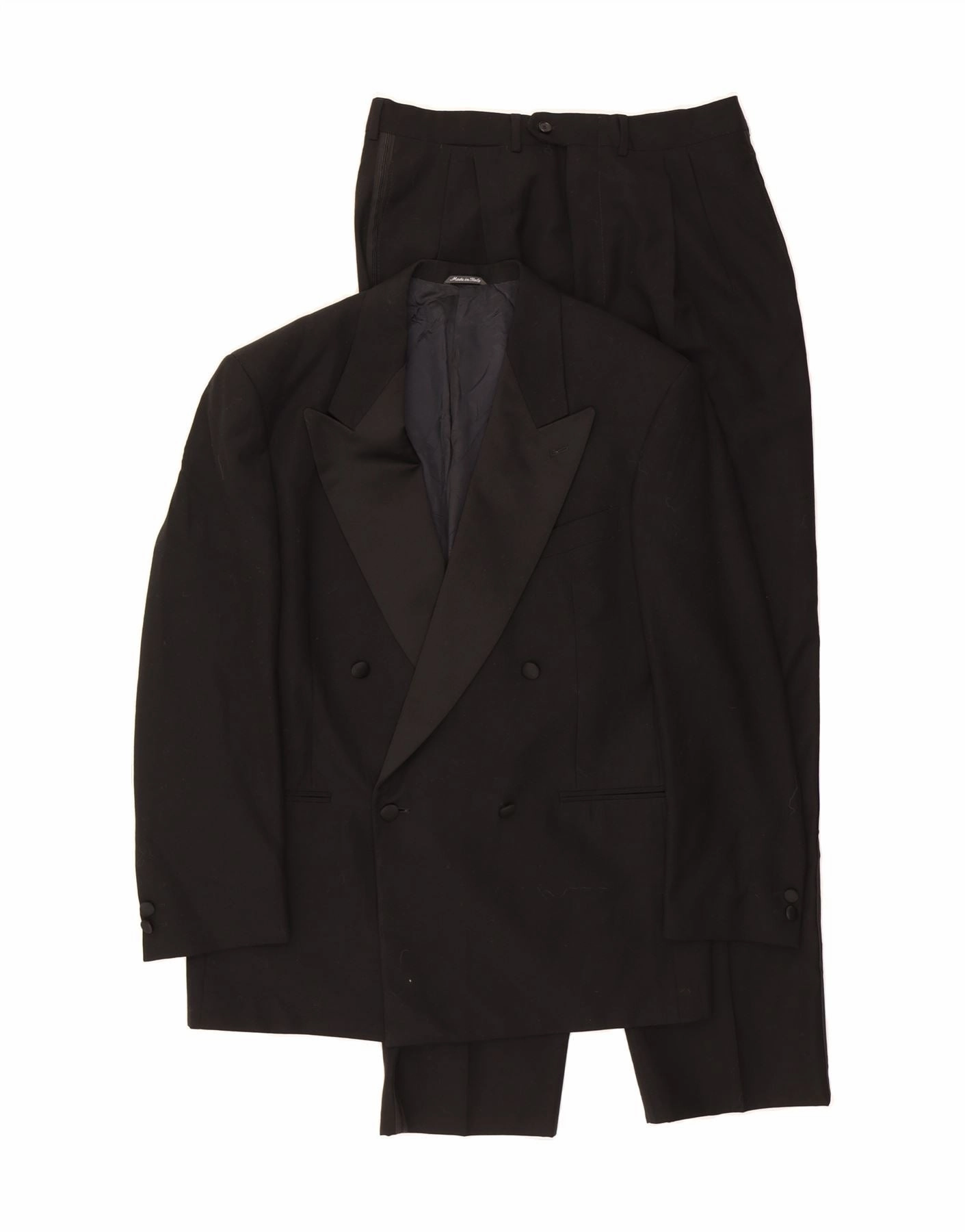 Smart Business Style premium design FERRE Mens Double Breasted 2 Piece Suit IT 52 XL W36 L32 Black Virgin Wool