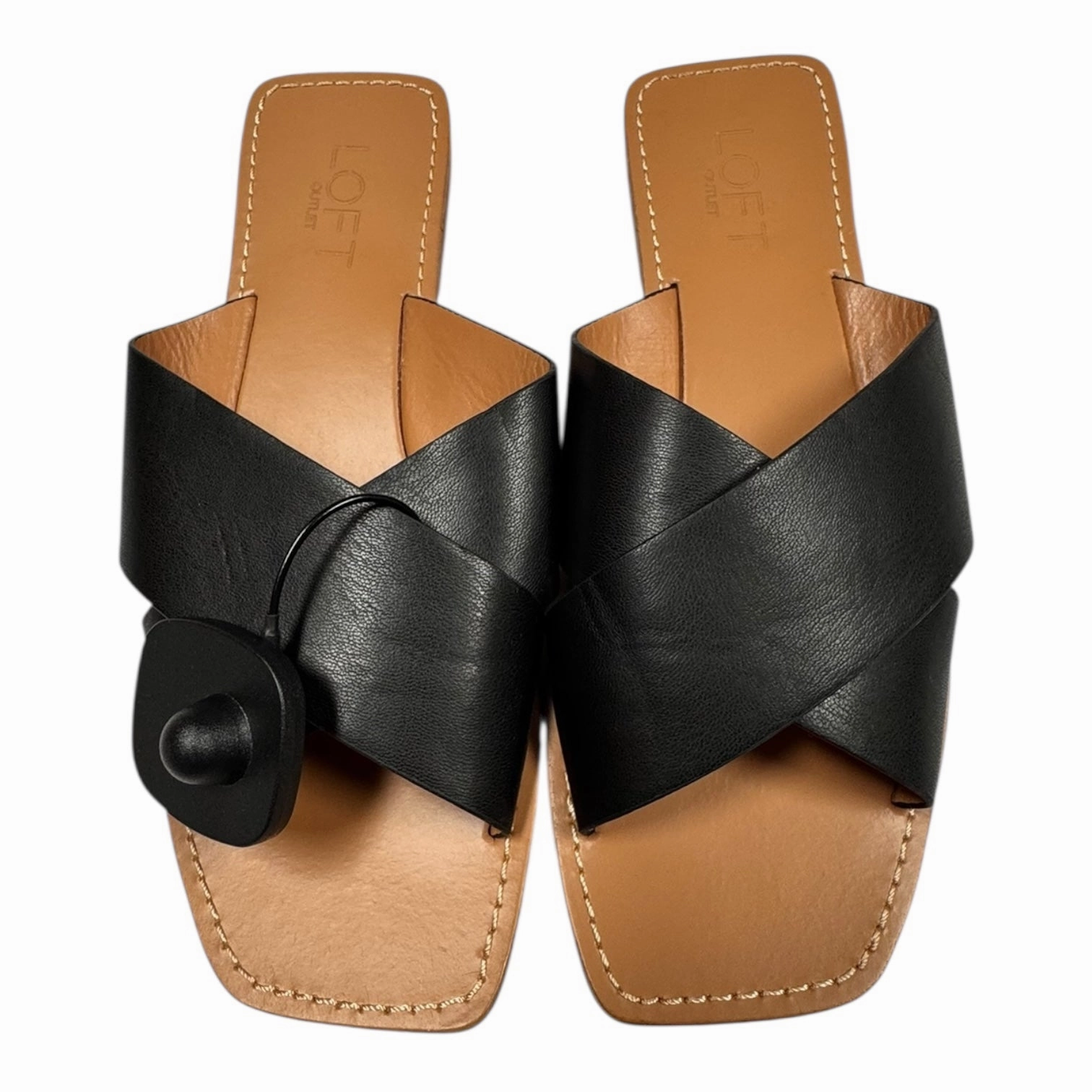 Sandals Flats By Loft In Black, Size:7 Energy return sole Neutral Look