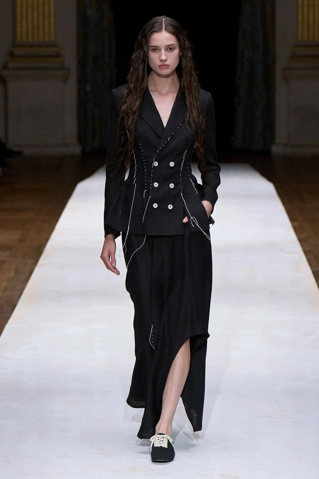 Sharp Look Lightweight Layer LINEN CLOTH L ROUND HEM SKIRT