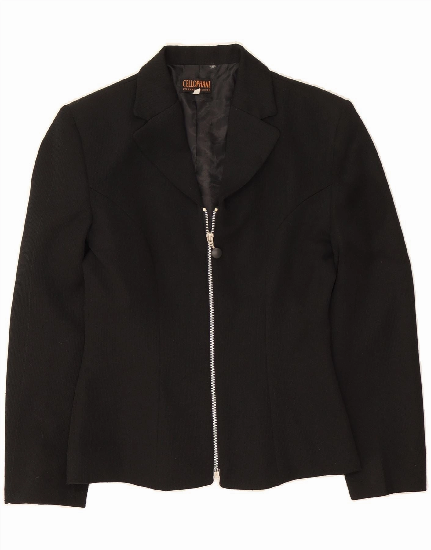 CELLOPHANE Womens Blazer Jacket IT 40 Small Black Polyester Luxury Fabric