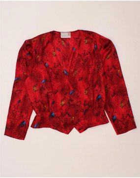 Smart Fit Business Ready Look VINTAGE Womens Blazer Jacket IT 42 Medium Red Floral