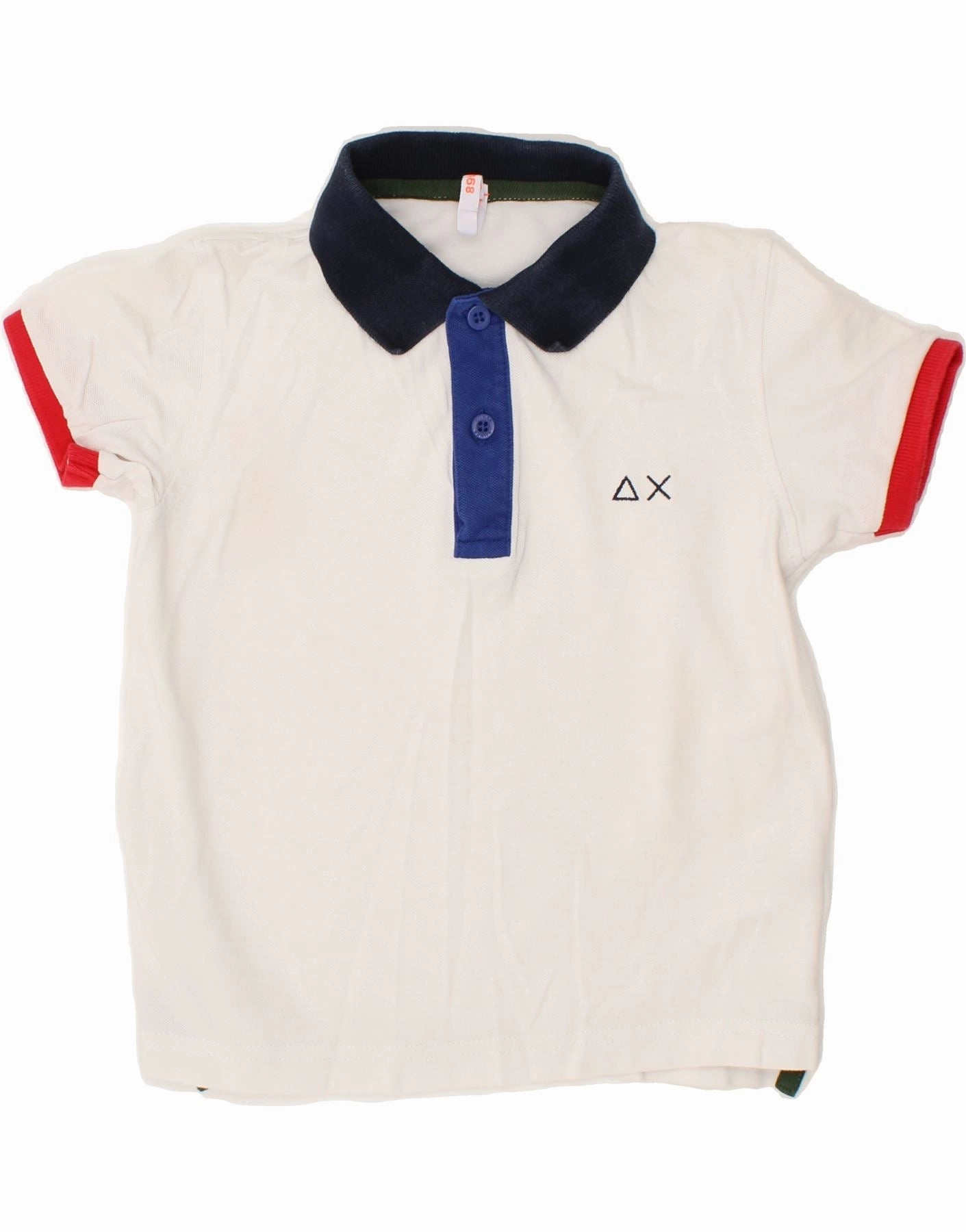 SUN68 Baby Boys Polo Shirt 18-24 Months White Cotton Two Tone Stitching
