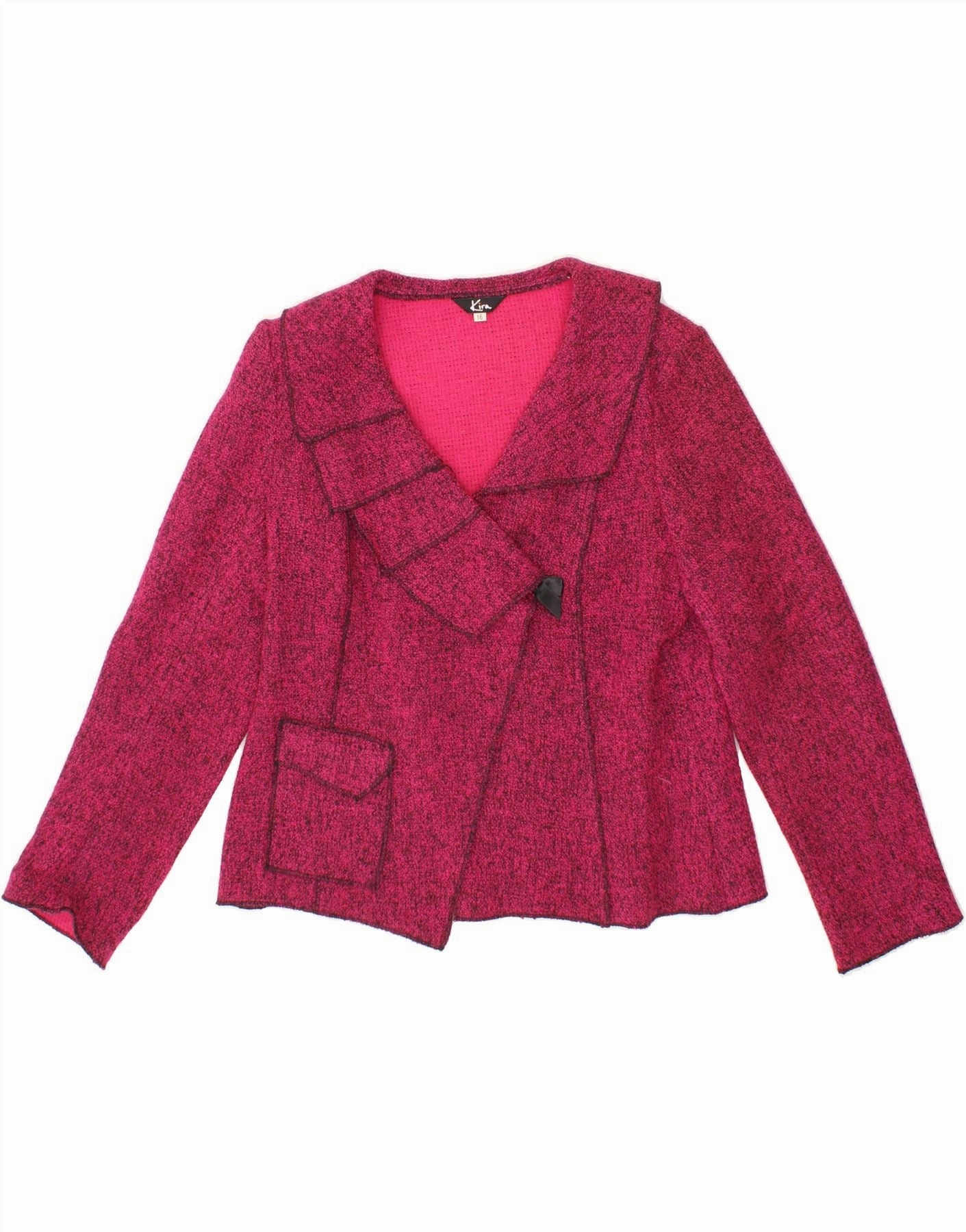 VINTAGE Womens Blazer Jacket UK 16 Large Pink Polyester Sophisticated Style