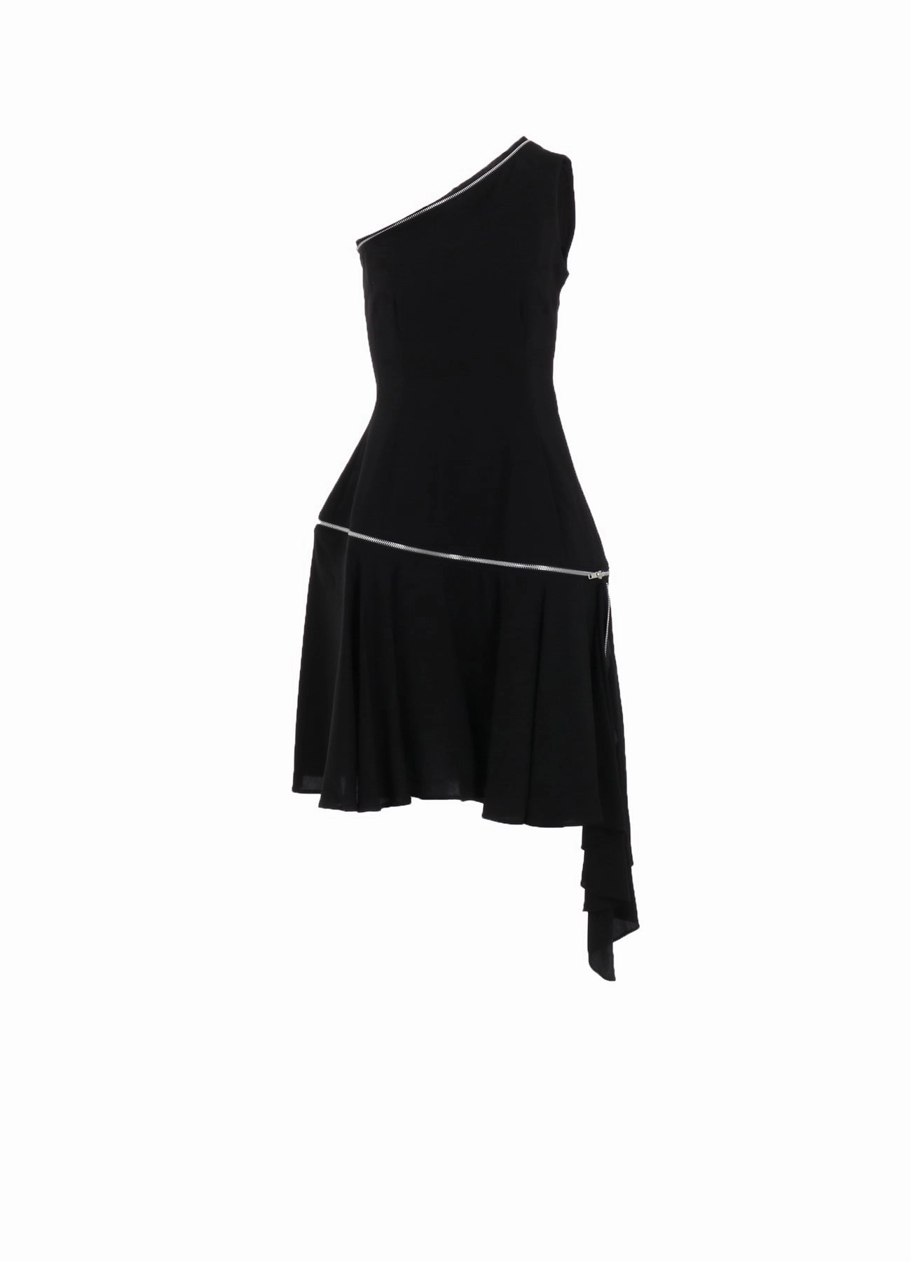 Care-Instructions-Included Feminine Mood HARD TWIST GABARDINE ZIP ONE SHOULDER DRESS