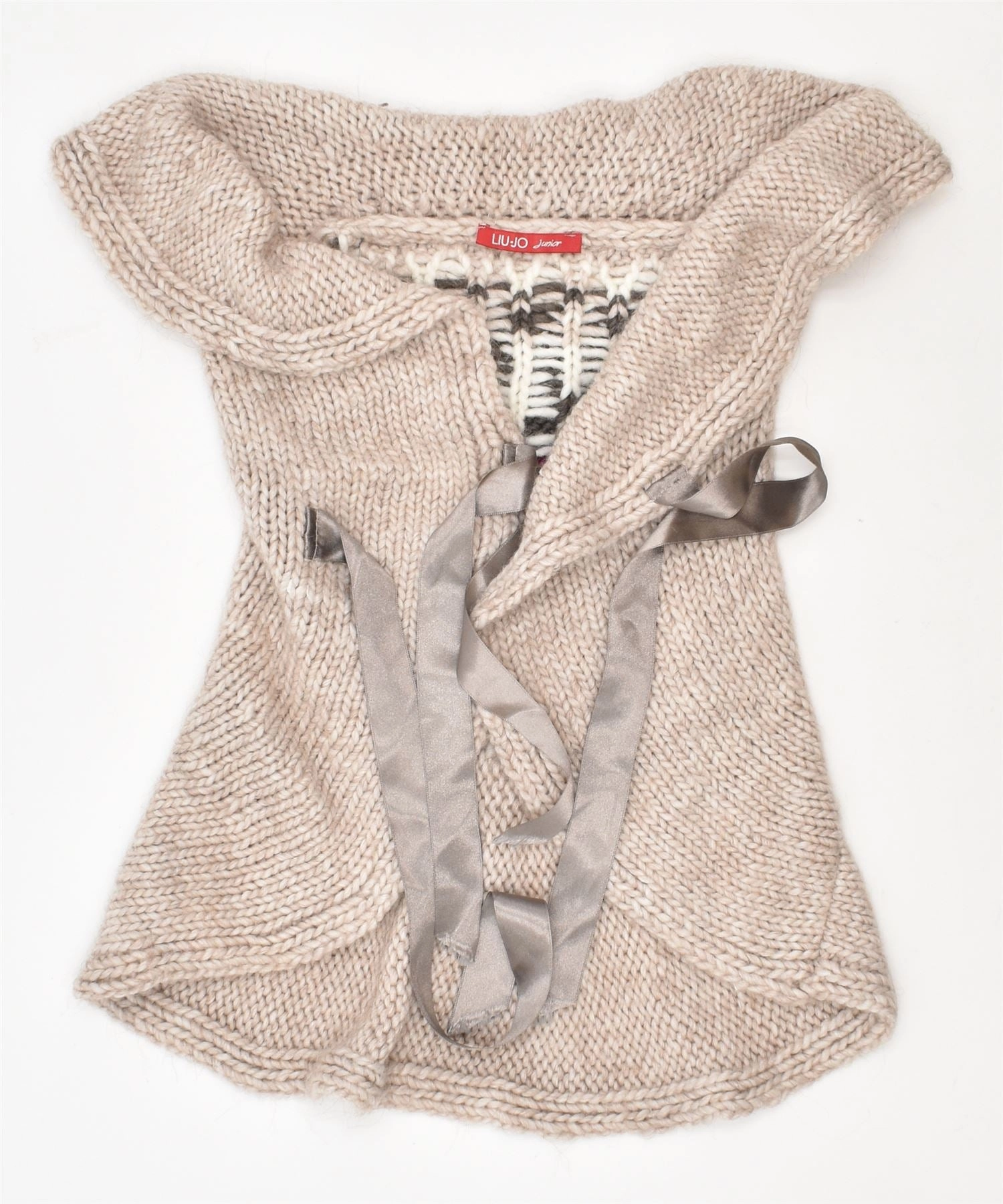 LIU JO Girls Sleeveless Cardigan Sweater 18-24 Months Beige Acrylic Light Drape simple design