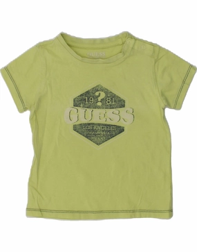 GUESS Baby Boys Graphic T-Shirt Top 12-18 Months Green Double Stitched Hems Eco Friendly Dye