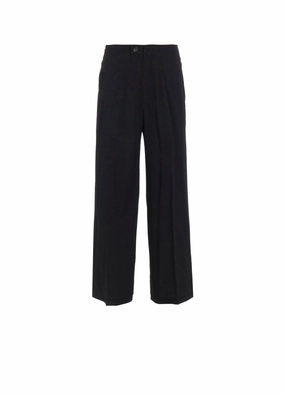 Minimal Waist WOOL GABARDINE VENT WIDE PANTS