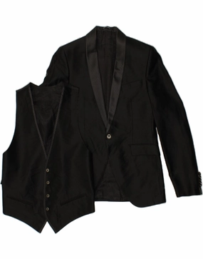 Elegant Cut VINTAGE Mens 1 Button 2 Piece Set IT 48 Medium Black Acrylic