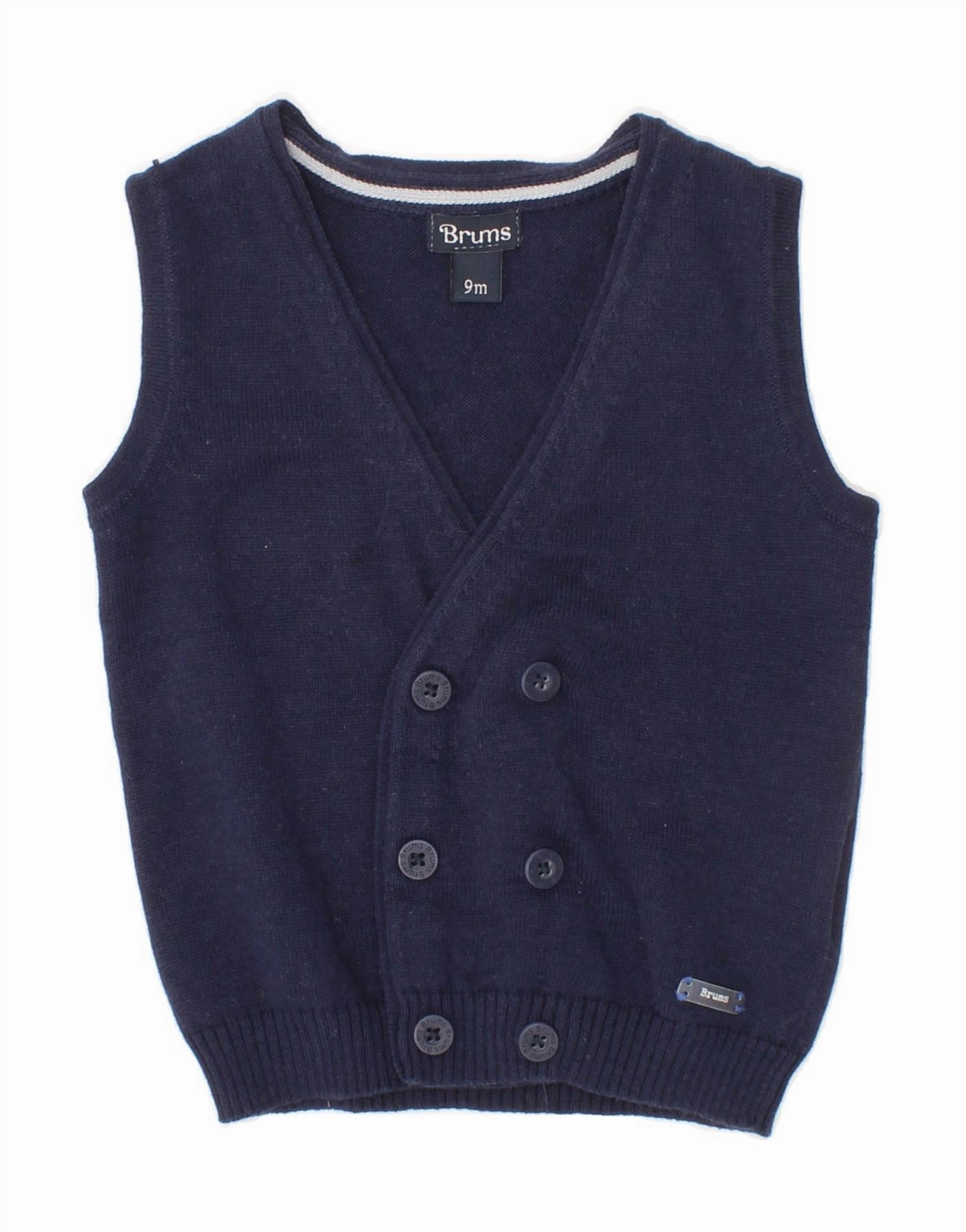 Off Duty BRUMS Baby Boys Sleeveless Cardigan Sweater 6-9 Months Navy Blue