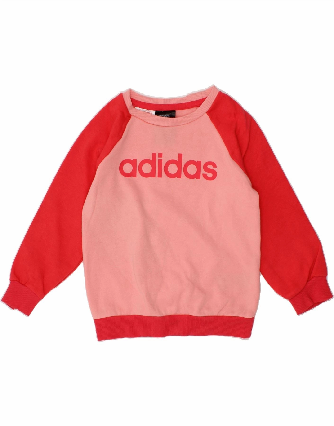 Outdoor Leisure Cable Stitch ADIDAS Baby Girls Graphic Sweatshirt Jumper 18-24 Months Pink Colourblock