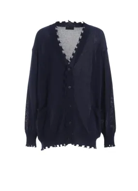 COMPACT TWIST 10G DAMAGED KNITTED CARDIGAN Layered Stitch Detail Eco Friendly Yarn