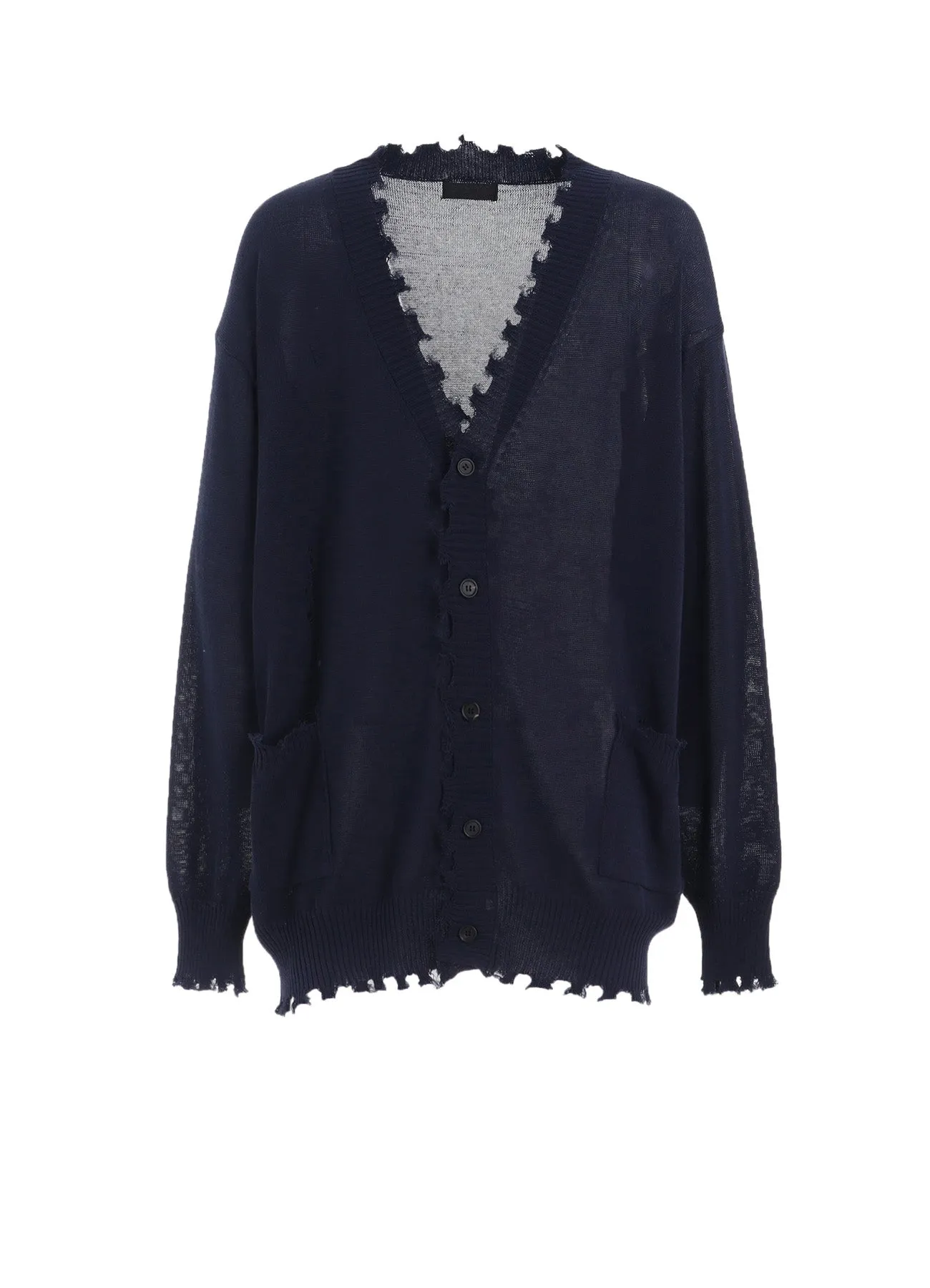 COMPACT TWIST 10G DAMAGED KNITTED CARDIGAN Layered Stitch Detail Eco Friendly Yarn