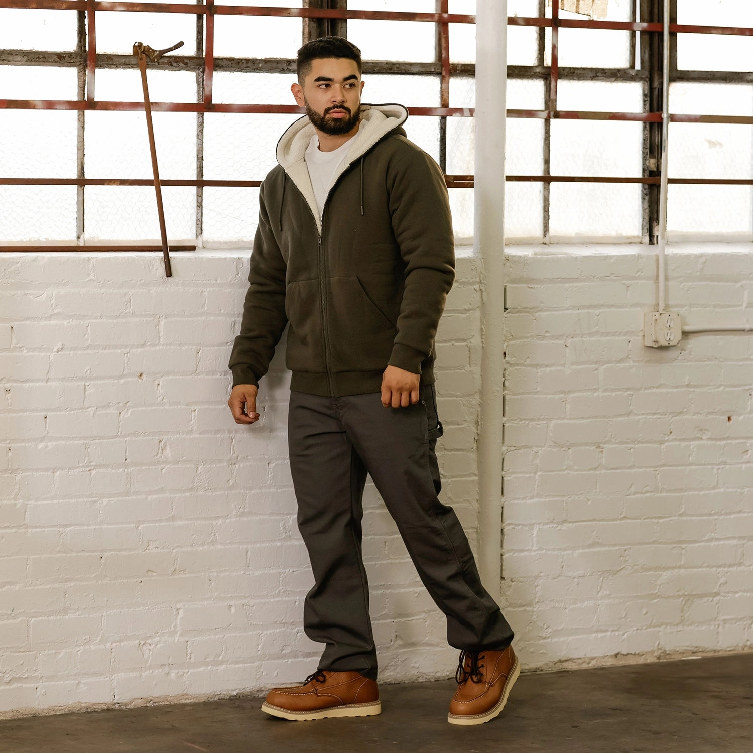 Sherpa Lined FZ Hoody - Mens Street Light Glossy Look