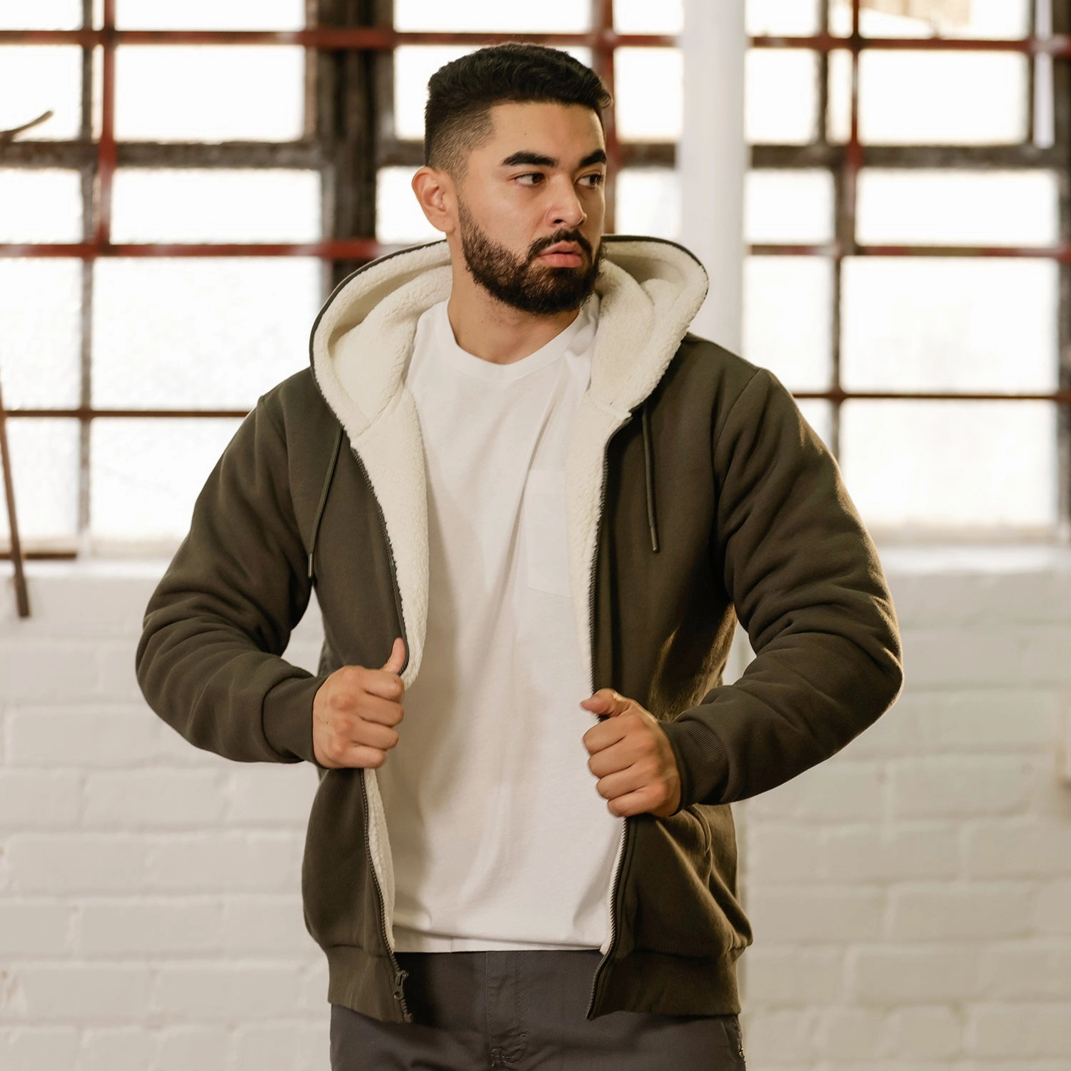 Sherpa Lined FZ Hoody - Mens autumn getaway