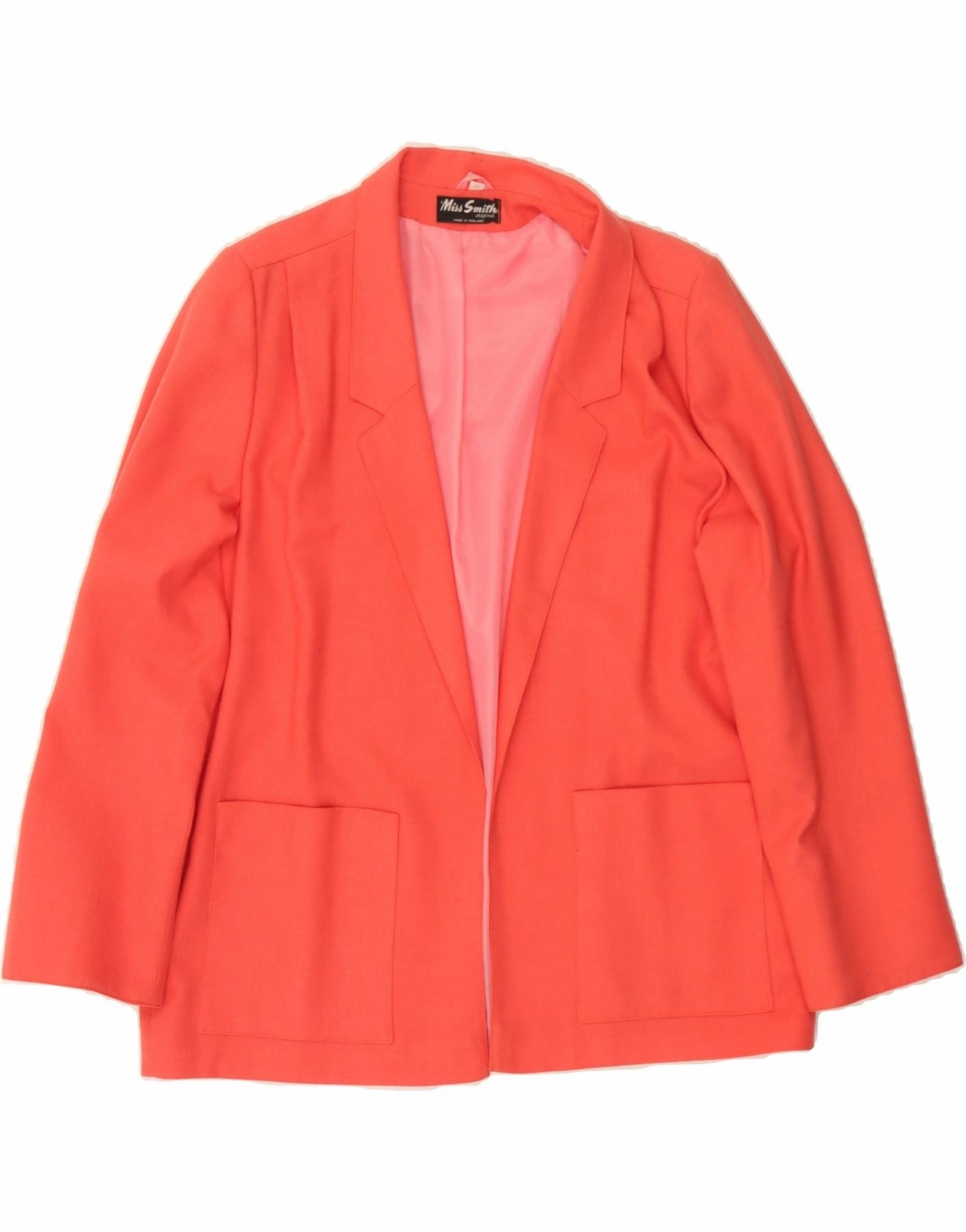 VINTAGE Womens Blazer Jacket UK 14 Large  Red Polyester Sleek Cut Chic Layer