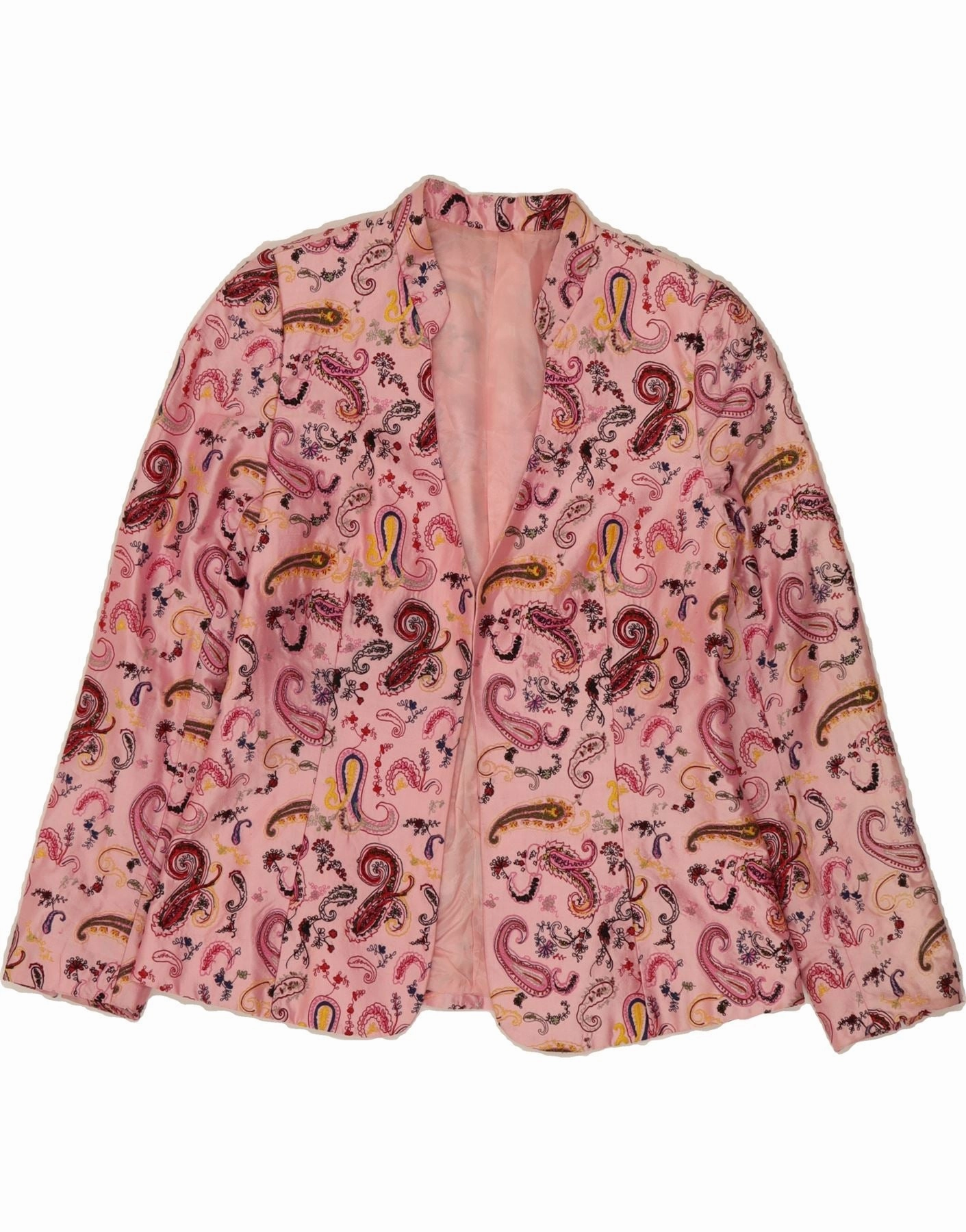 Polished Work Look Polished Layering VINTAGE Womens Blazer Jacket UK 10 Small Pink Paisley