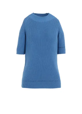 Indoor Layer Understated Charm RIB STITCH TWISTED HALF SLEEVE RIB PULLOVER