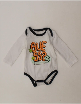 Stylish Gym Active Luxury GUESS Baby Girls Graphic Bodysuit 0-3 Months White Cotton