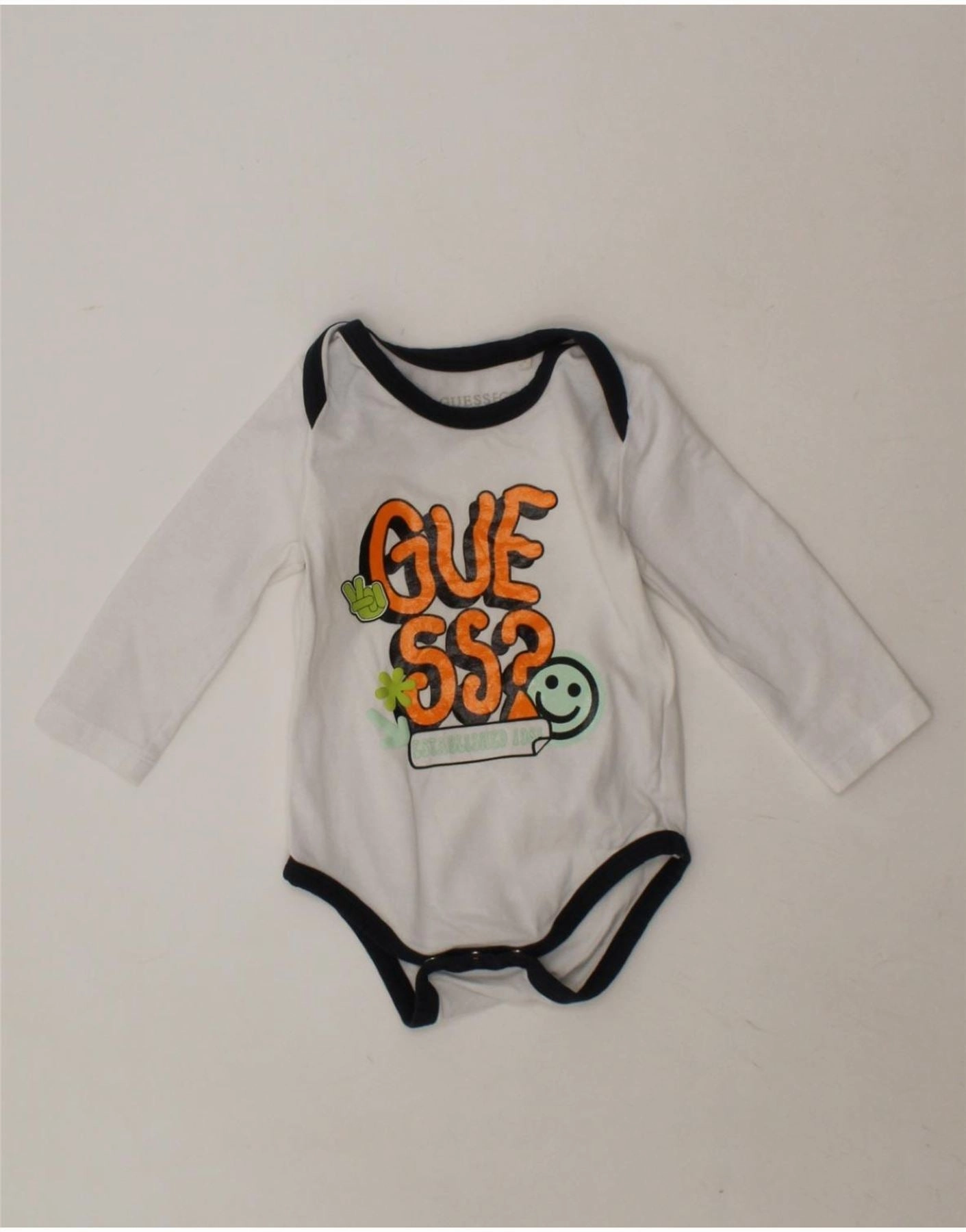 Stylish Gym Active Luxury GUESS Baby Girls Graphic Bodysuit 0-3 Months White Cotton