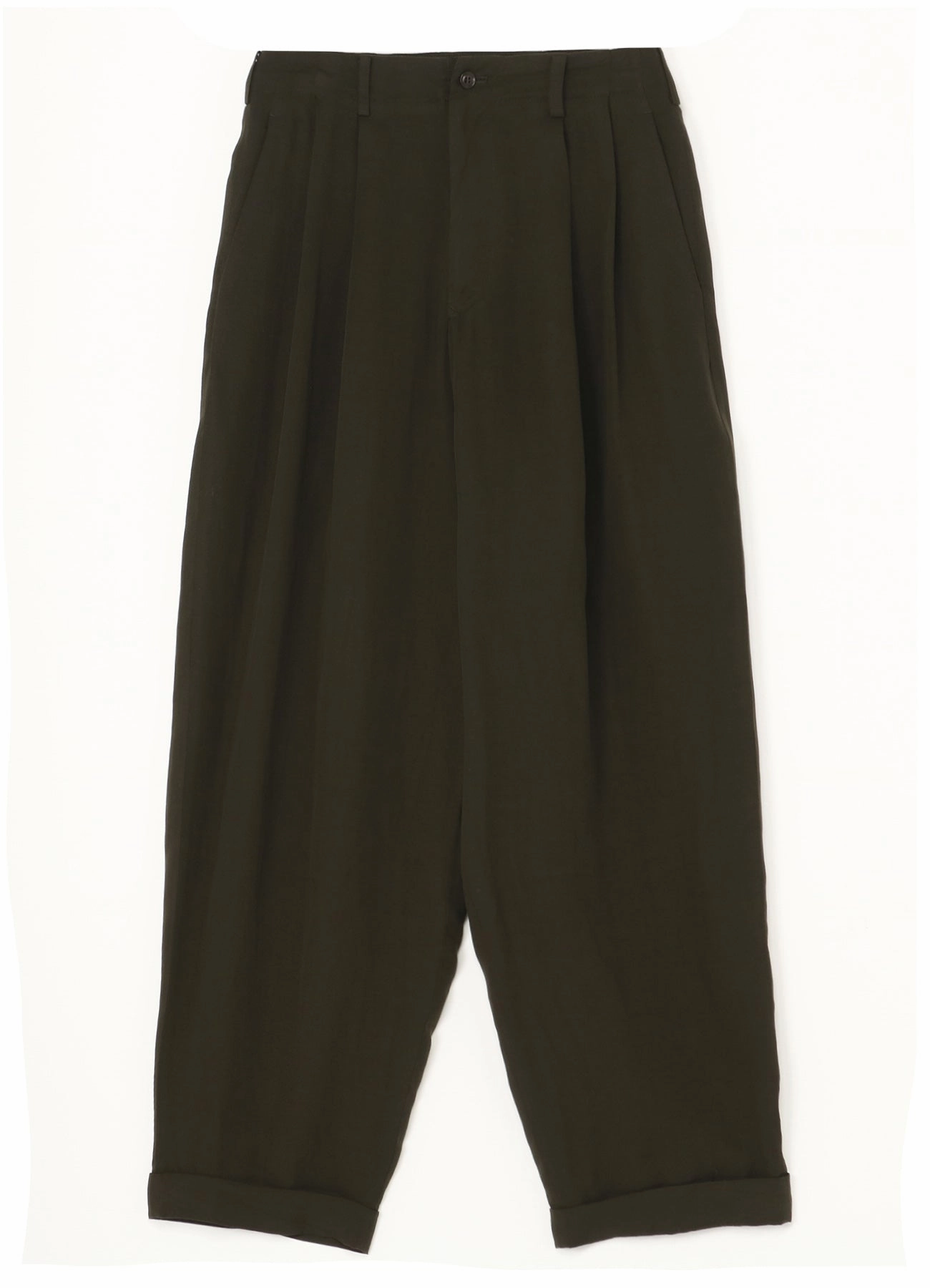 GARMENT-DYED CELLULOSE TWILL DOUBLE PLEATED CUFFED HEM PANTS AntiSnagZippers Travel Fit