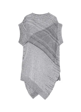CODE YARN MESH LONG KNIT VEST Cold Layer Ribbed Hem Detail
