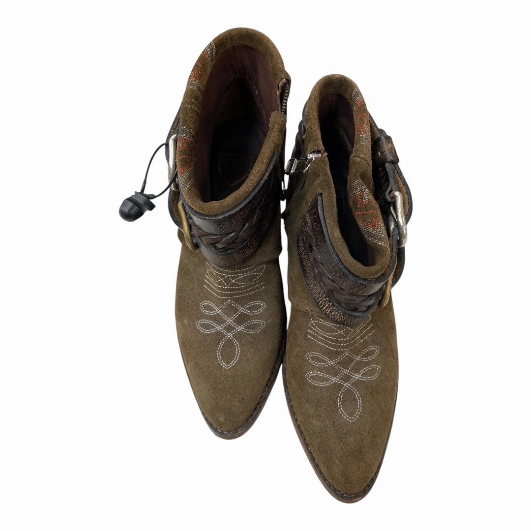 Boots Ankle Heels By HTC HOLLYWOOD TRADING CO In Brown, Size:6.5 Dad Mode Classic Comfort