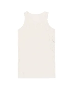 Checkered Look Youthful Vibe LACE SLEEVELES BLOUSE