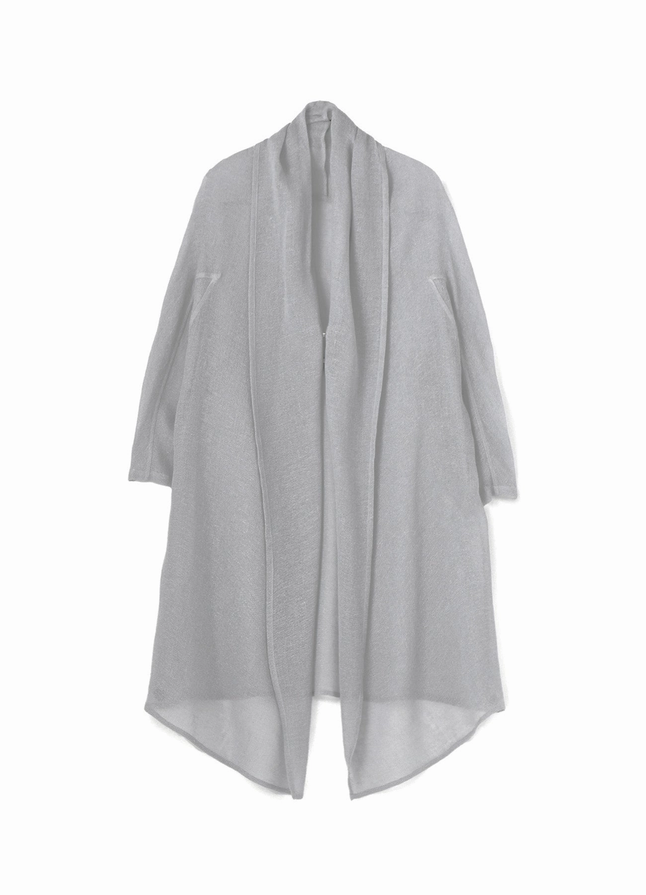 LENO CLOTH SHAWL COLLAR LONG CARDIGAN packable
