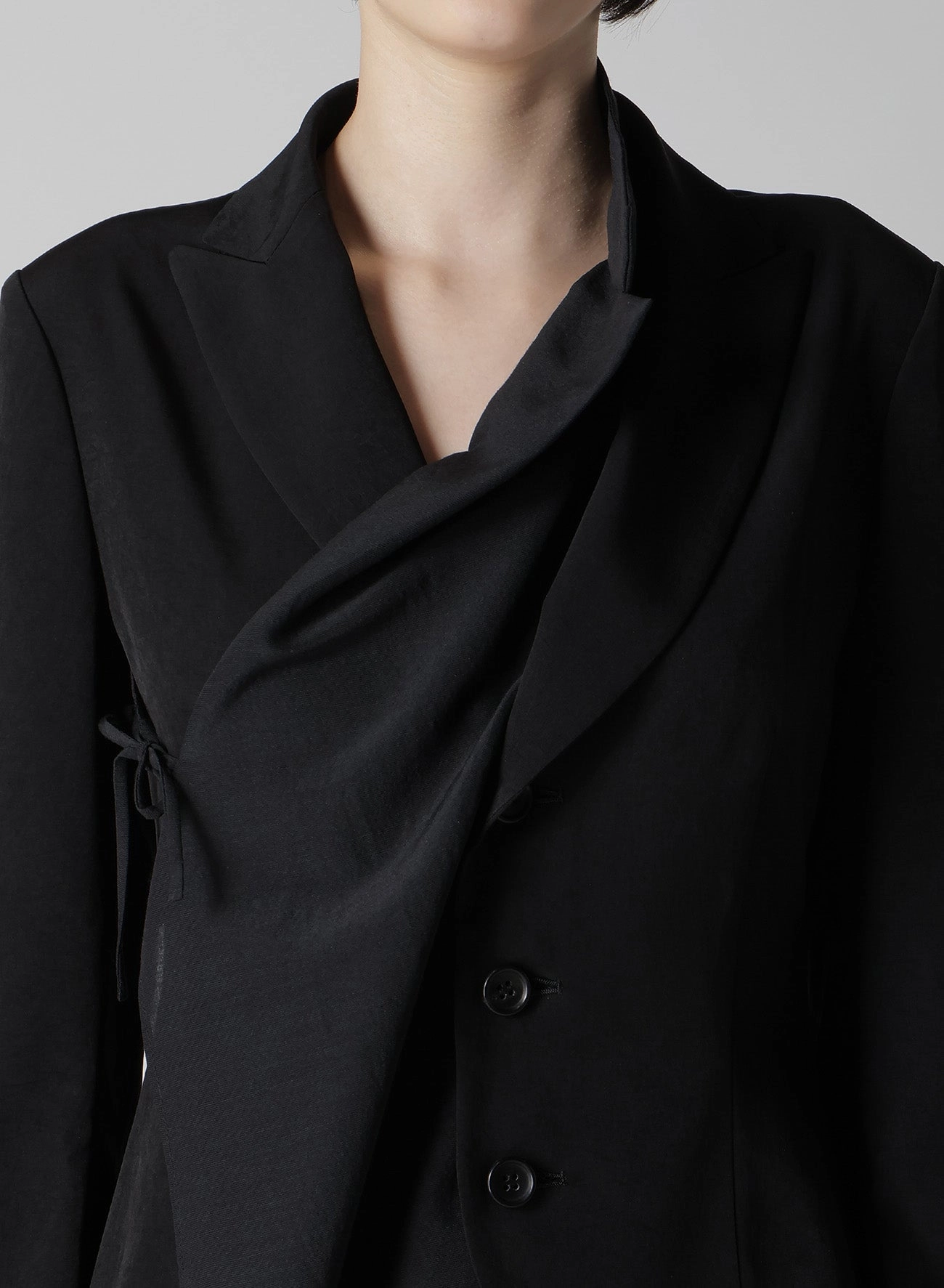 TA/PE CREPE DE CHINE 2 LAYERED WRAP JACKET Highlighter