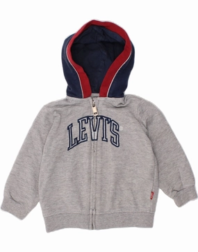 AntiPilling Technology LEVI'S Baby Boys Graphic Zip Hoodie Sweater 6-9 Months Grey Cotton