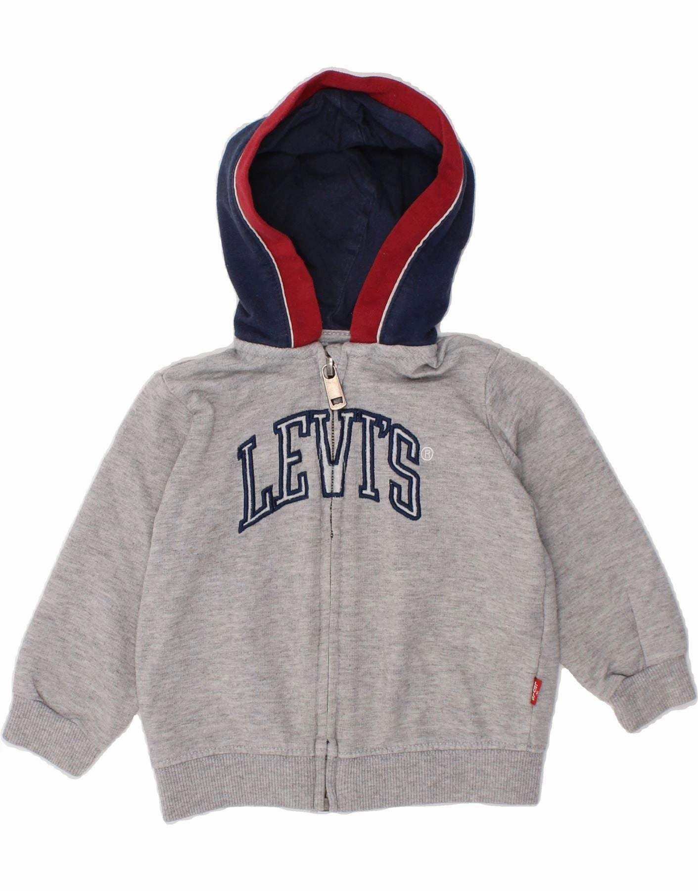 AntiPilling Technology LEVI'S Baby Boys Graphic Zip Hoodie Sweater 6-9 Months Grey Cotton