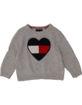 TOMMY HILFIGER Baby Boys Boat Neck Jumper Sweater 12-18 Months Grey NoSnag Surface UV Protection Finish