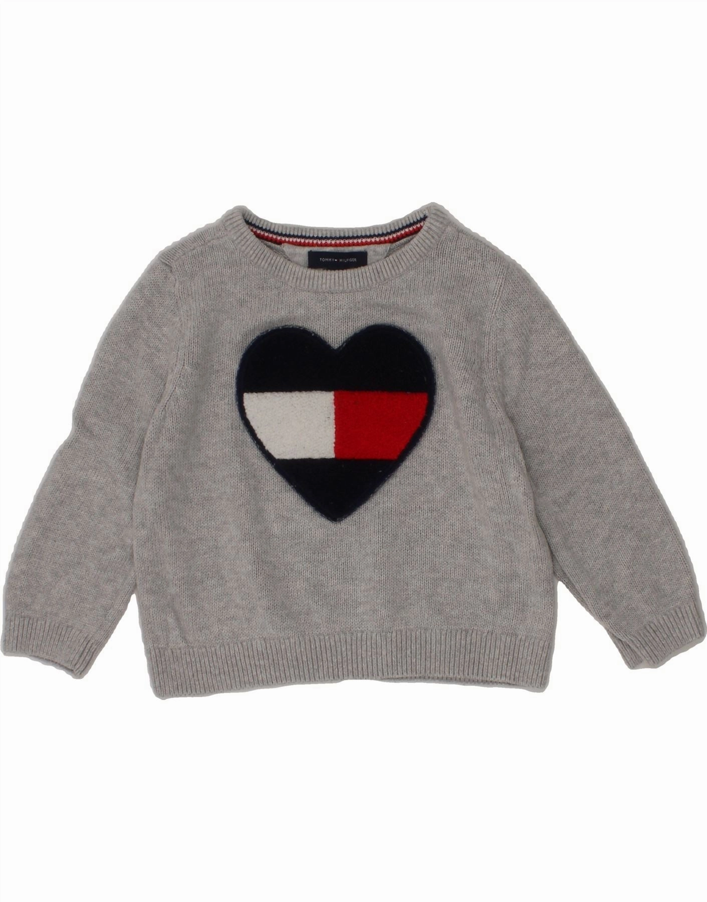 TOMMY HILFIGER Baby Boys Boat Neck Jumper Sweater 12-18 Months Grey NoSnag Surface UV Protection Finish