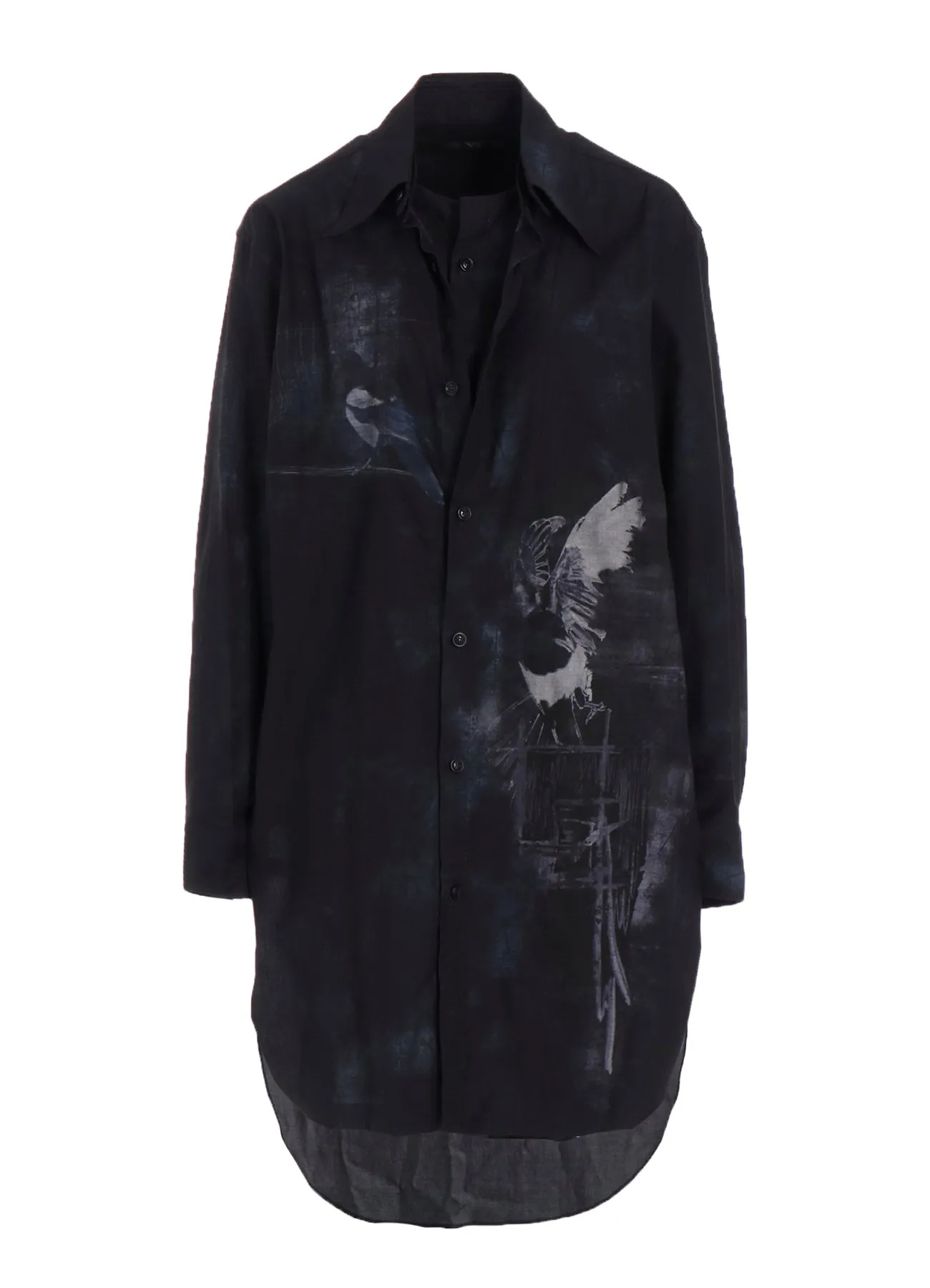 Autumn Look BIRD PRINT DENIM DOUBLE FRONT SHIRT