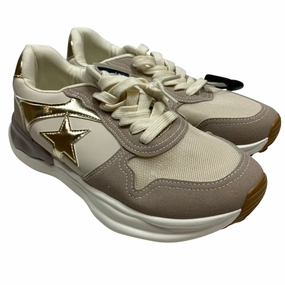 Shoes Sneakers By Vintage Havana In Cream & Tan, Size:8 Breathable Perforations Comfort Fit Socks