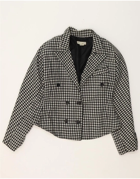 Layering Style Tailored Drape Patterns VINTAGE Womens Blazer Jacket UK 14 Medium Black Houndstooth
