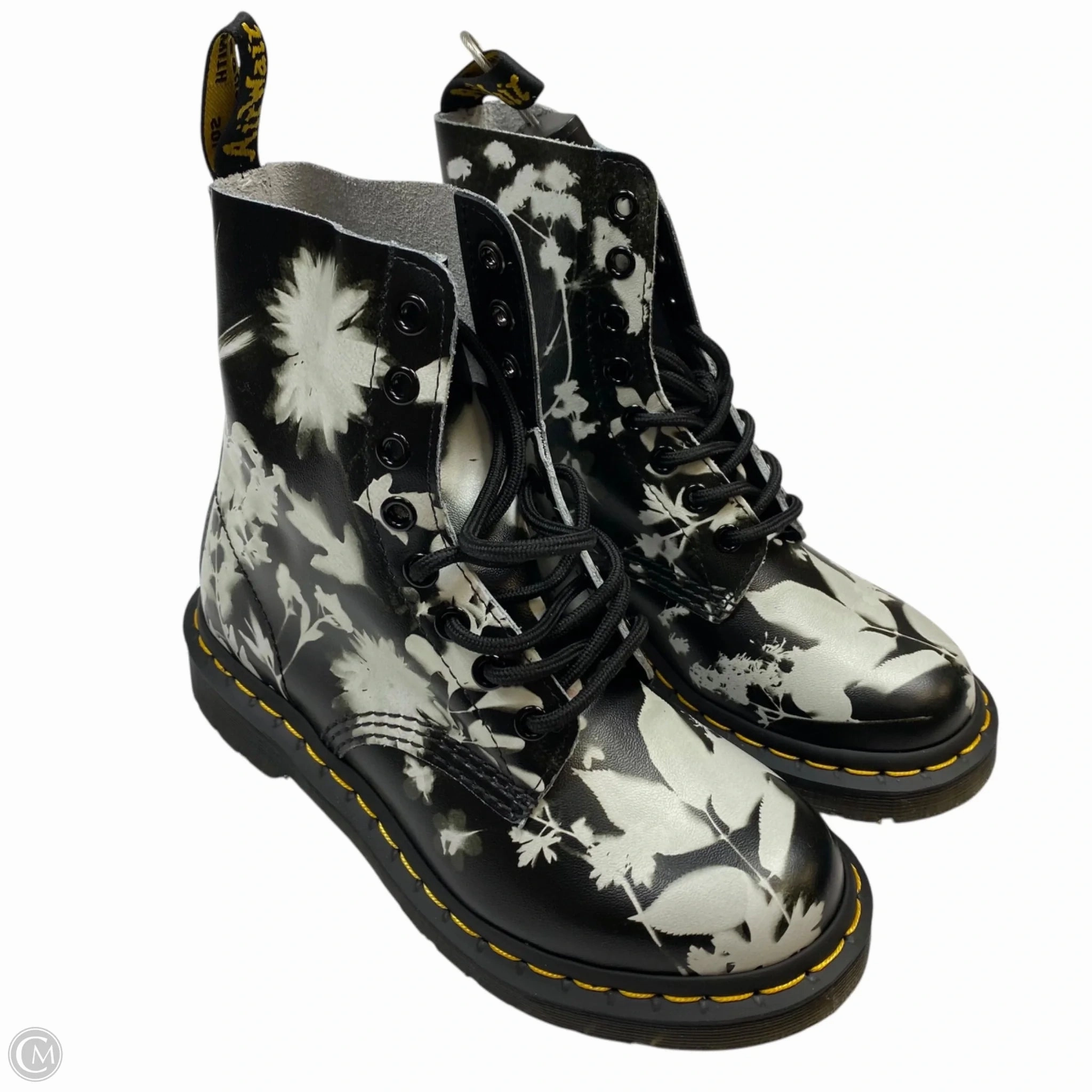 Boots Designer By Dr Martens In Black & White, Size: 5 Heavy Use